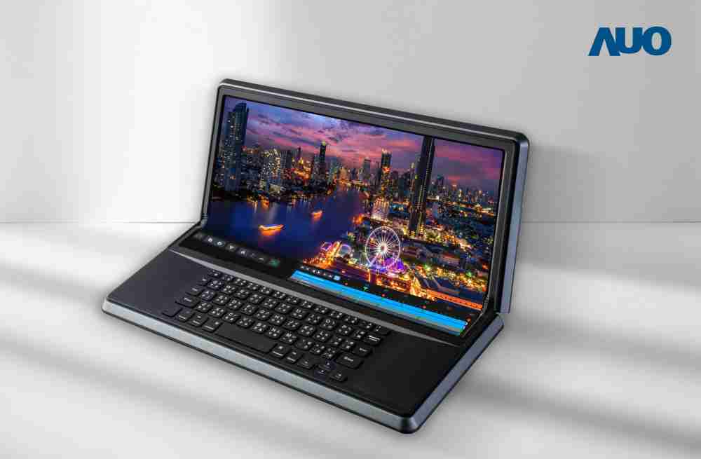 尊龙集团14.6吋Micro LED折迭显示屏幕，，，，搭配半径4mm的弯折绞炼，，，，以及高画素、、高亮度、、、、高对比度的显示技术特点，，，，即便在大视角下仍保有绝佳色相与亮度